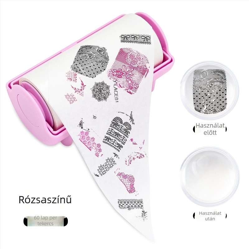 Nail art roller tisztító műanyagból, cserélhető papírtekercs és ragadós görgő; OEM; 100 g