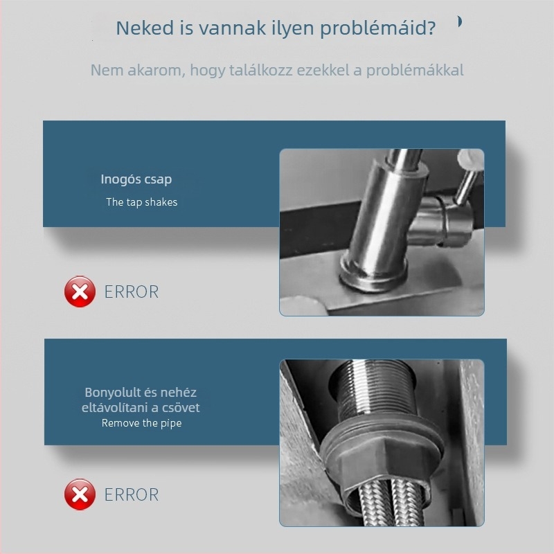 Lazítás elleni anya csaphoz (meleg/hideg víz) – fürdőszoba és konyha | Anyag: sárgaréz/alumínium/rozsdamentes acél | Használati mód: csavarozással történő rögzítés | Stílus: modern, minimalistikus