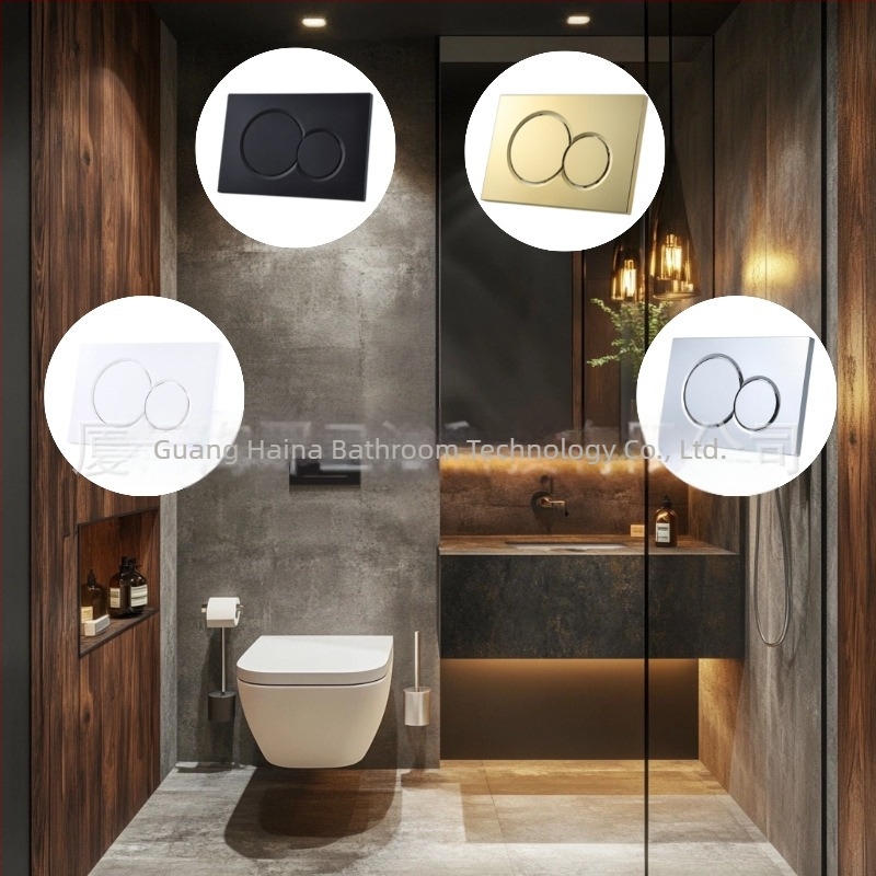 Haina HN005 Rejtett falra szerelhető WC-tartály panel – rozsdamentes acél és ABS, dupla öblítőgomb, modern minimalista stílus