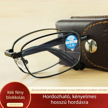 Összecsukható olvasó szemüveg, kékfény elleni védelem, aszferikus lencsék, a távoli és a közeli látáshoz