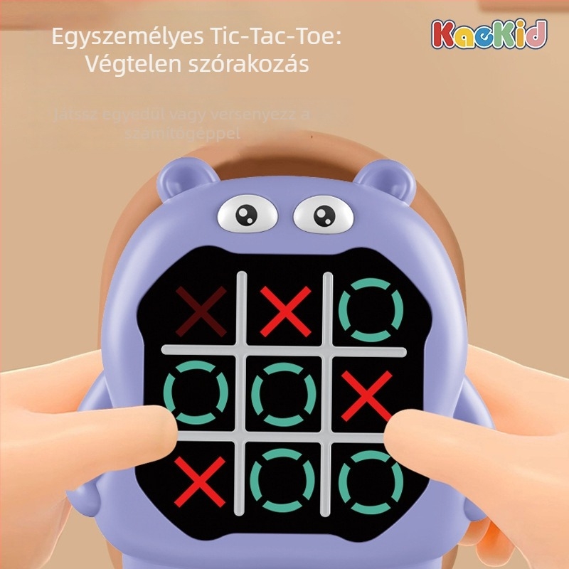 Kétszemélyes elektronikus Tic-Tac-Toe memória társasjáték, műanyagból, 4–14 éveseknek