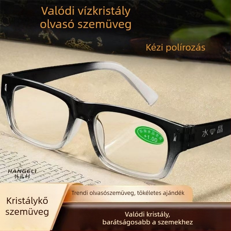 Olvasó szemüveg kristály lencsékkel, anti-fatigue kialakítás, teljes keret, üzleti/egyszerű stílus, nagy arcformához és idős felhasználóknak, 2025 tavaszi kiadás