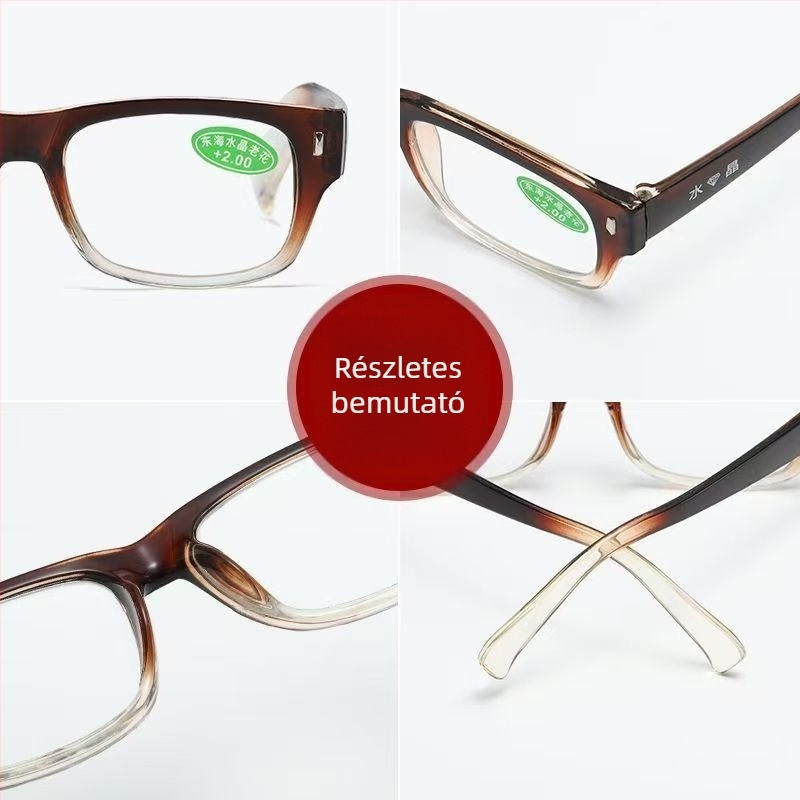 Olvasó szemüveg kristály lencsékkel, anti-fatigue kialakítás, teljes keret, üzleti/egyszerű stílus, nagy arcformához és idős felhasználóknak, 2025 tavaszi kiadás
