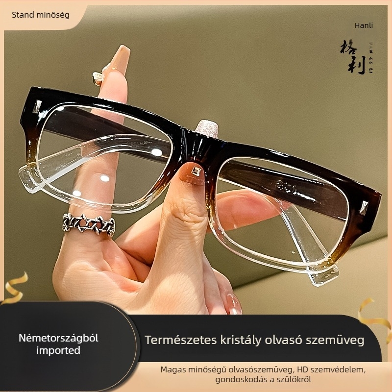 Olvasó szemüveg kristály lencsékkel, anti-fatigue kialakítás, teljes keret, üzleti/egyszerű stílus, nagy arcformához és idős felhasználóknak, 2025 tavaszi kiadás