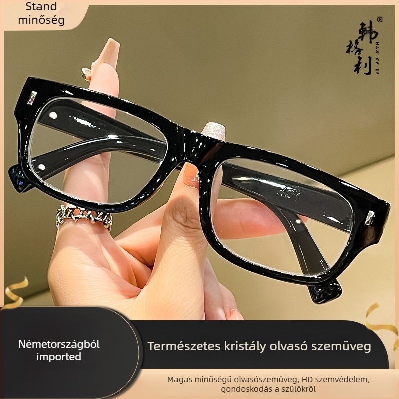 Olvasó szemüveg kristály lencsékkel, anti-fatigue kialakítás, teljes keret, üzleti/egyszerű stílus, nagy arcformához és idős felhasználóknak, 2025 tavaszi kiadás