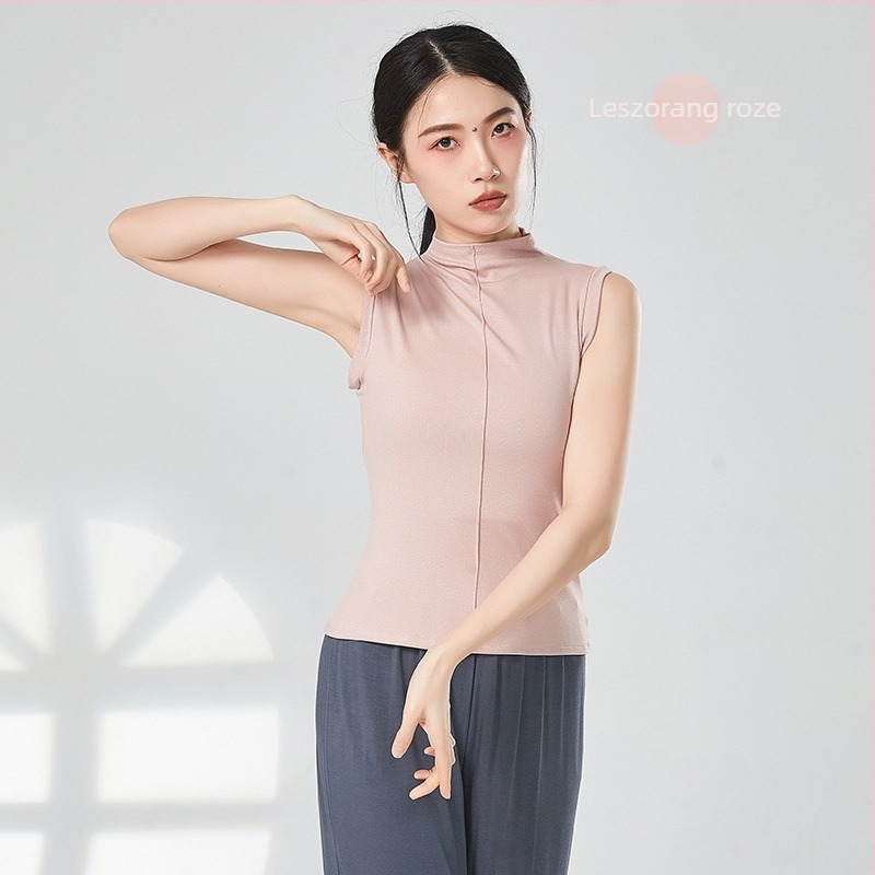 Modern tánc felső bordázott viszkóz anyaggal, félmagas gallérral, 93% viszkóz