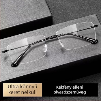 Olvasószemüveg keret nélküli kialakítással, PC lencsékkel, kékfény védelemmel, poligonális retro stílus, modell K03L