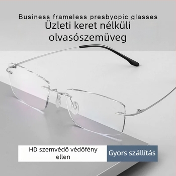 Olvasószemüveg keret nélküli kialakítással, PC lencsékkel, kékfény védelemmel, poligonális retro stílus, modell K03L
