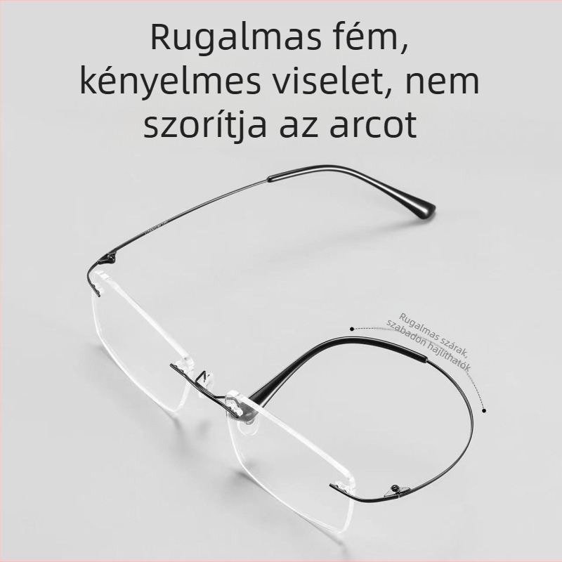 Olvasószemüveg keret nélküli kialakítással, PC lencsékkel, kékfény védelemmel, poligonális retro stílus, modell K03L