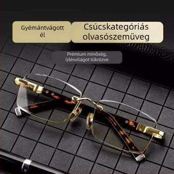 Bambuszlevélzöld presbyop szemüveg, keret nélküli, élezett él, kékfény elleni olvasó, vintage stílus, monofokális, anti-fatigue