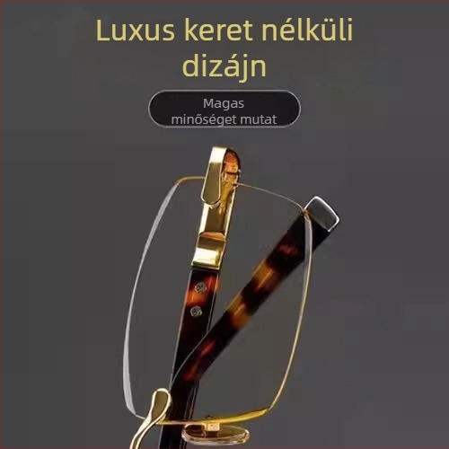 Bambuszlevélzöld presbyop szemüveg, keret nélküli, élezett él, kékfény elleni olvasó, vintage stílus, monofokális, anti-fatigue