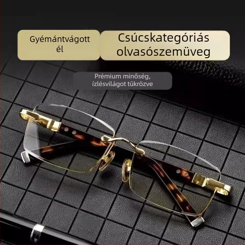 Bambuszlevélzöld presbyop szemüveg, keret nélküli, élezett él, kékfény elleni olvasó, vintage stílus, monofokális, anti-fatigue
