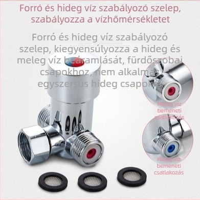 Réz hőmérséklet-szabályozó szelep forró és hideg vízhez – kiegészítő szenzoros csaphoz, márka TEGREE, meleg/hideg víz szabályozása, plating felületkezelés, modern minimalista stílus