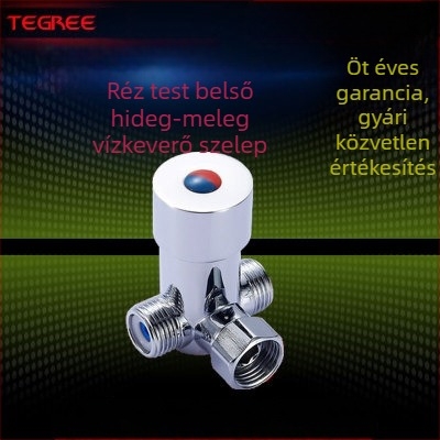 Réz hőmérséklet-szabályozó szelep forró és hideg vízhez – kiegészítő szenzoros csaphoz, márka TEGREE, meleg/hideg víz szabályozása, plating felületkezelés, modern minimalista stílus