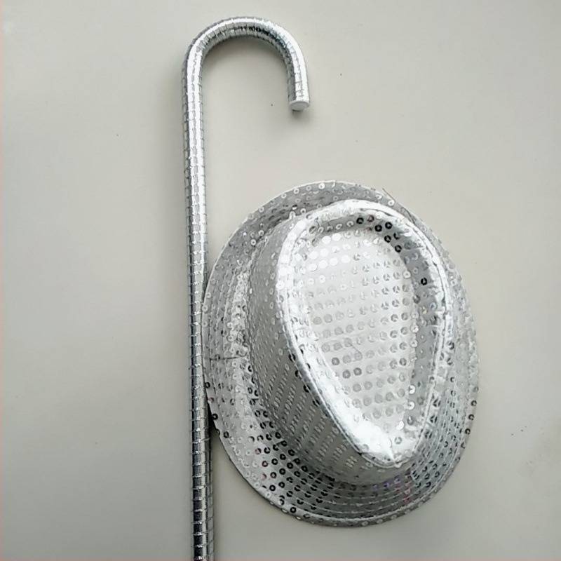 Csillogó táncbot készlet kalappal – felnőtteknek; súly 1,0 kg; anyag: más