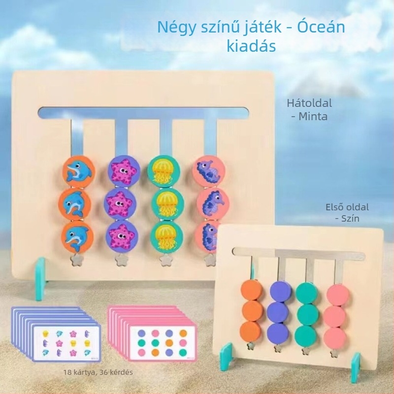 Fa társasjáték gyerekeknek logikai gondolkodás fejlesztésére, 4–6 éveseknek, dobozban.