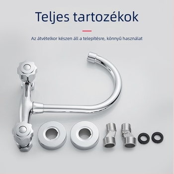 Konyhai mosogató csaptele - dupla karos, falba épített, réz test, kerámiakorongos szelep