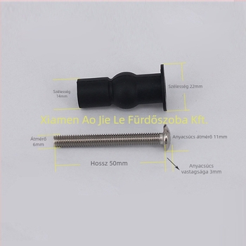 WC-fedél rögzítő csavar - 304 rozsdamentes acél + gumi, M6, kézi szerelés, modern minimalista stílus