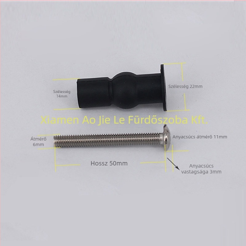 WC-fedél rögzítő csavar - 304 rozsdamentes acél + gumi, M6, kézi szerelés, modern minimalista stílus
