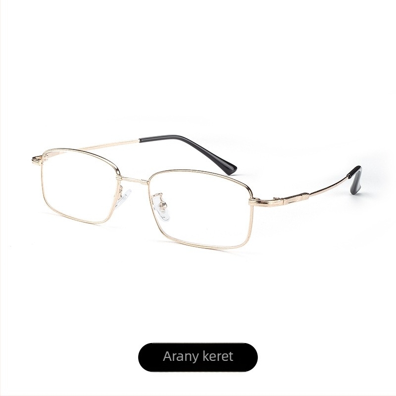 Presbióp szemüveg kristály lencsékkel, memóriafém keret, teljes keret, könnyű, négyszögletes forma