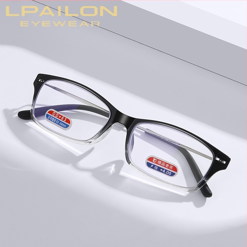 Olvasó szemüveg LPAILON, AC lencsék, anti-kék fény és anti-sugárzás, teljes keret, négyszögletes forma, keret anyaga titán és fém