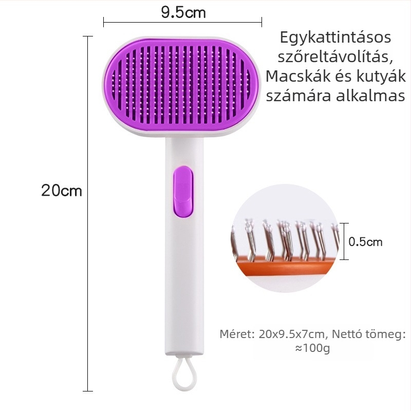 Macska- és kutyaszőr eltávolító fésű, magas sűrűségű fogakkal, masszázs funkcióval, univerzális