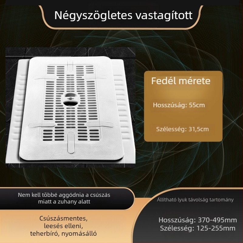 Mojia ABS WC-fedél guggoló vécéhez, modern minimalista stílus, modell 15, lyukak közötti távolság standard