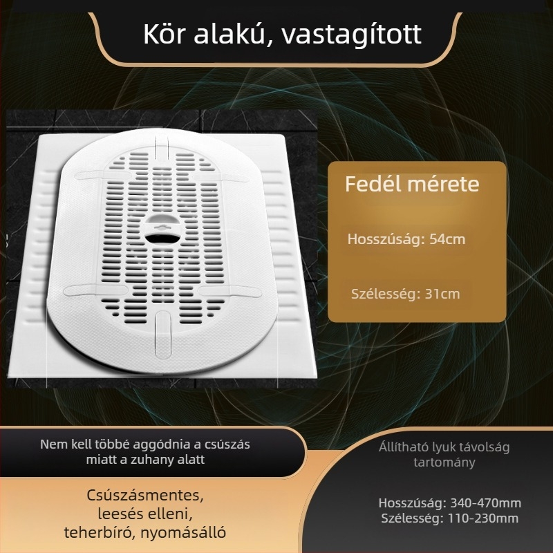 Mojia ABS WC-fedél guggoló vécéhez, modern minimalista stílus, modell 15, lyukak közötti távolság standard