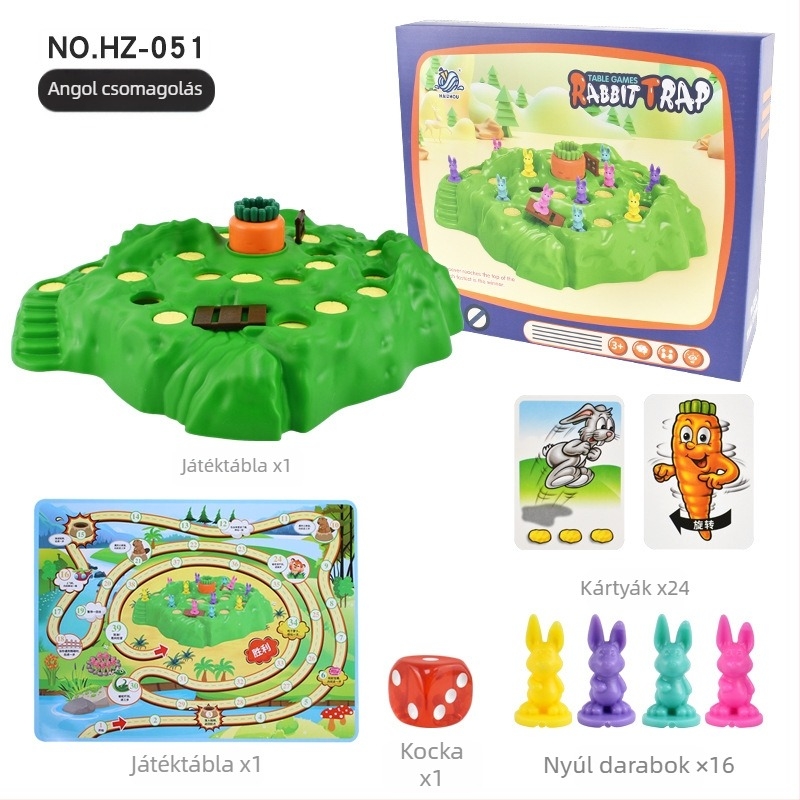Rabbit Trap Oktatási Társasjáték Gyerekeknek — műanyag, két játékos és többjátékos harc, szülő-gyermek interakció, 4–6 éveseknek