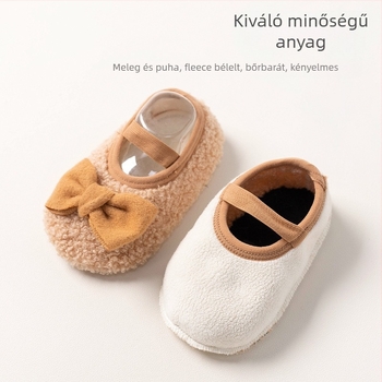 Gyerekeknek való padlóra illő zokni, csúszásmentes talppal, teddy velúr textúrával, vastag téli belső zokni