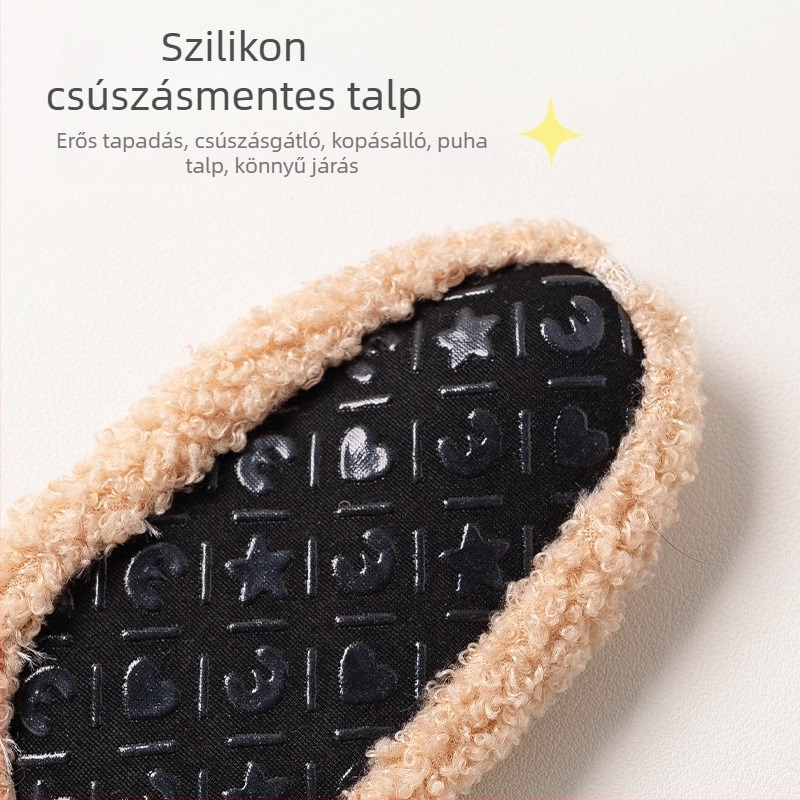Gyerekeknek való padlóra illő zokni, csúszásmentes talppal, teddy velúr textúrával, vastag téli belső zokni