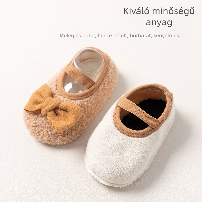 Gyerekeknek való padlóra illő zokni, csúszásmentes talppal, teddy velúr textúrával, vastag téli belső zokni