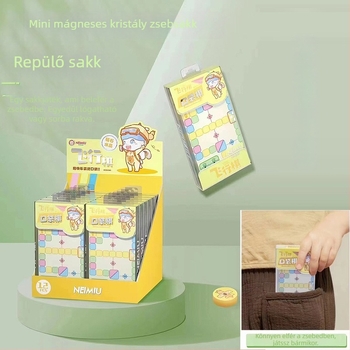 Mini mágneses kristály zseb sakk készlet összecsukható dizájnnal; műanyagból; dobozos csomagolás; 7–14 és 15–35 éveseknek; több játék egyben