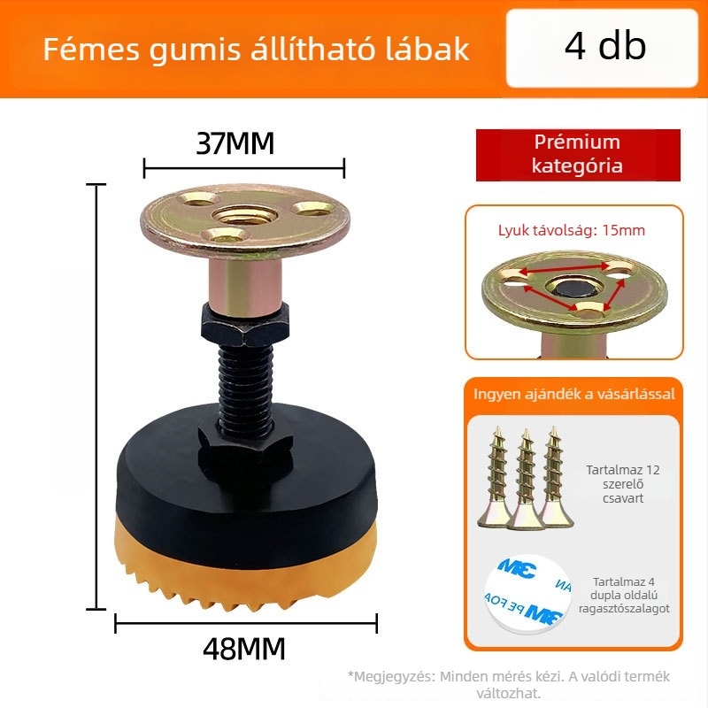 Állítható magasságú bútorlábak — szénacél, univerzális felhasználás, modern minimalista stílus, márka Woyi Tools