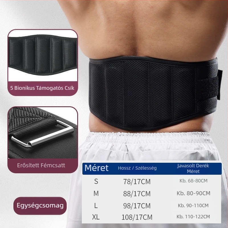 Derékvédő edzéshez - csúszásmentes, lélegző, uniszex, súlyzós edzéshez és guggoláshoz, poliészter rostból