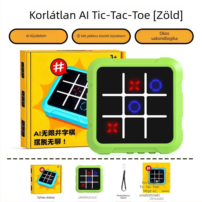 Egyben elektronikus játéktábla AI-vel Tic-Tac-Toe és Gomoku játékokhoz; műanyag kivitel; 4–6 éveseknek.