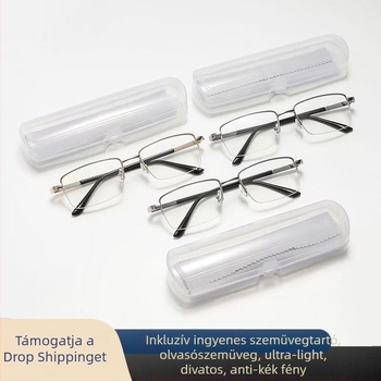 Olvasó szemüveg kékfény elleni védelemmel, félkeret, fém + PC keret, PC lencsék