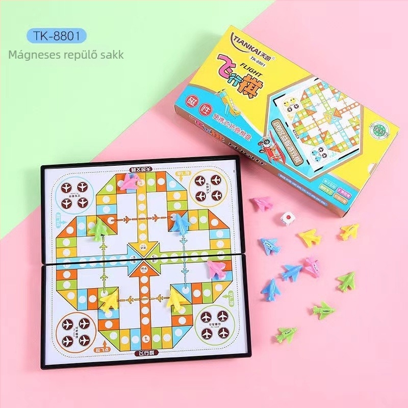 Összecsukható mágneses sakk tábla játékkészlet - műanyag oktató sakkfigurákkal, 24 darab dobozonként, 4-14 éveseknek