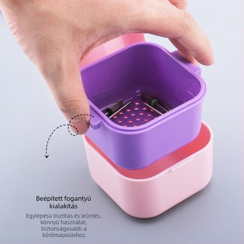 Manikűr reszelőfej fertőtlenítő doboza | Márka Yijia Yi | Modell Grinding Head Disinfection Box | Anyag: Műanyag | Nettó tartalom: 30 | Köröm tároló doboz