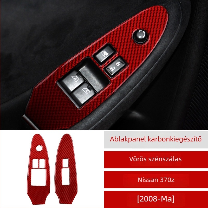 Szénszálas ablakemelő gombkeret Nissan 370Z Z34-hez, ragasztóval, logó nyomtatás lehetősége, Guangzhouban készült