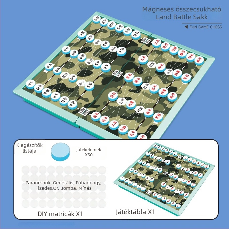 Mágneses, összecsukható családi társasjáték készlet repülő sakk, dáma, kínai sakk és Gomoku gyerekeknek