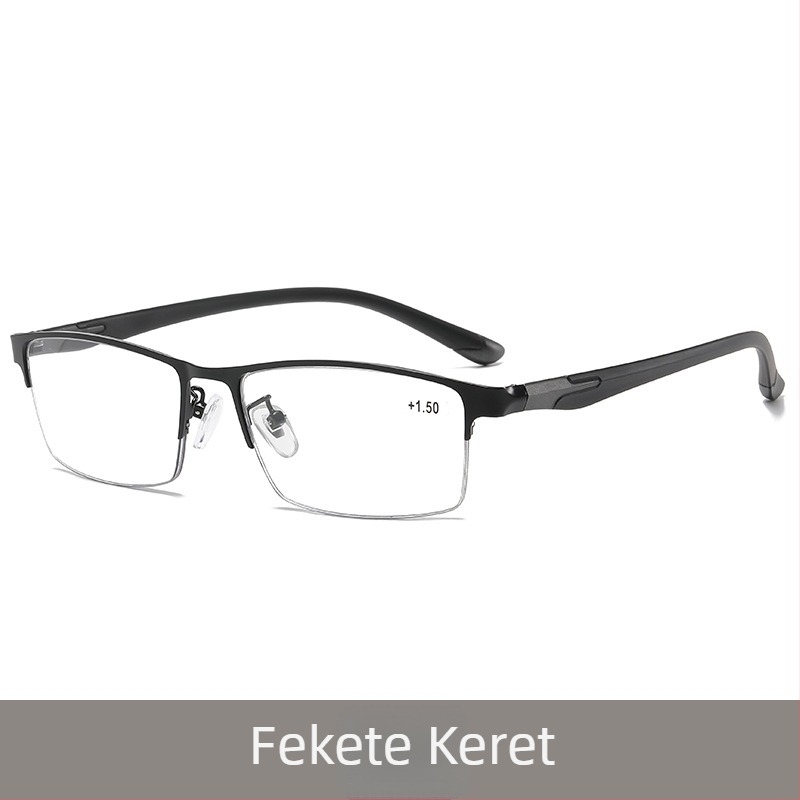 Anti-kékfényes olvasó szemüveg, fém félkeret, négyszögletes lencsék, uniszex férfiaknak és nőknek, kompatibil dioptriás lencsékkel