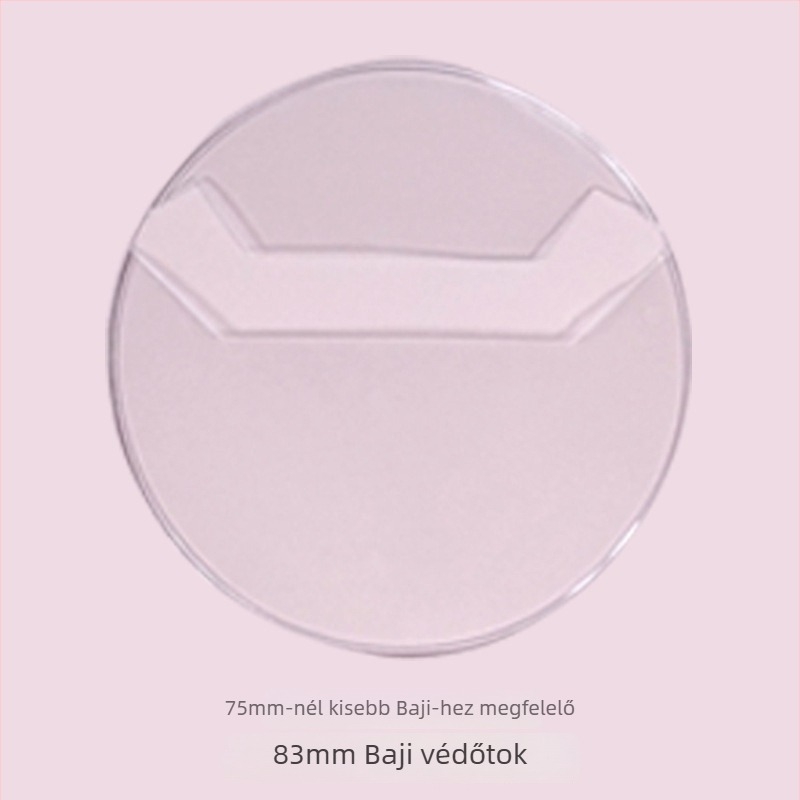 Átlátszó PVC védőburkolat kerek kitűzőkhöz; hőszalagos zárás, logó nélkül, terhelhetőség 600–650 g, tárolásra és kiállításra