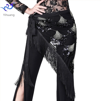 Belly Dance Kostüm rojtos csípő kendővel, deréköv flitterekkel, háromszög sál, hálós anyag