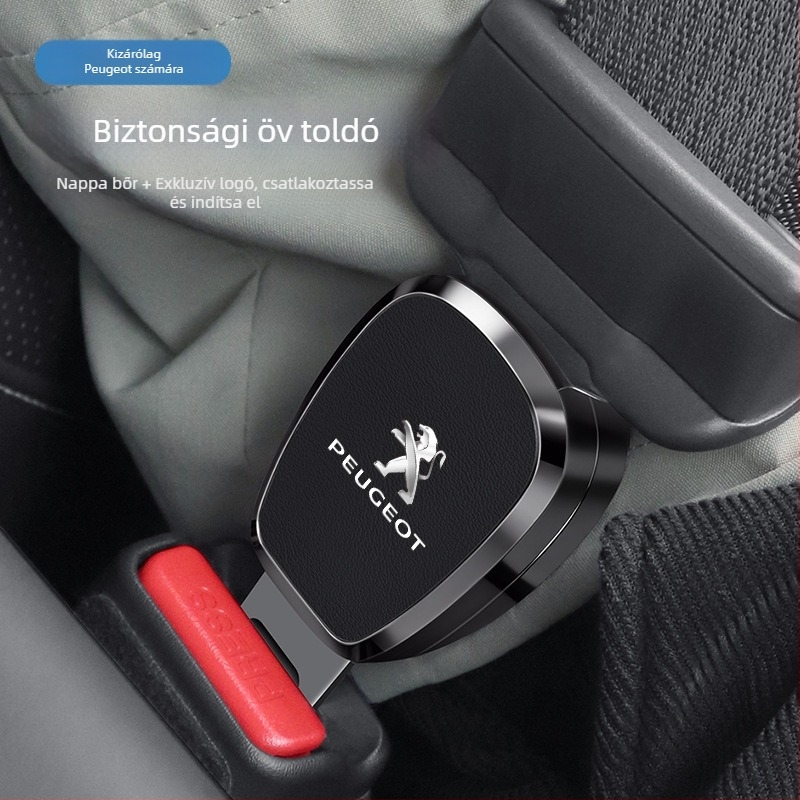 Chebufang Peugeot biztonsági öv csat hosszabbító, ABS elektroplating + bőr, kompatibilis a 308/408/508/2008/4008/5008 modellekkel, logó nyomtatás elérhető