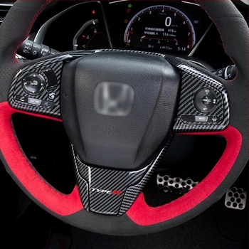 Civic kormánykerék gombjainak dekoratív matricái, szénszálas mintázat, műanyag anyag