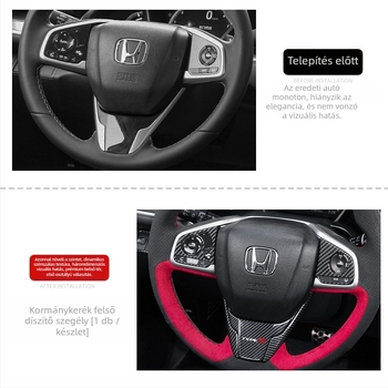 Civic kormánykerék gombjainak dekoratív matricái, szénszálas mintázat, műanyag anyag