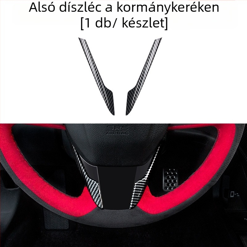 Civic kormánykerék gombjainak dekoratív matricái, szénszálas mintázat, műanyag anyag