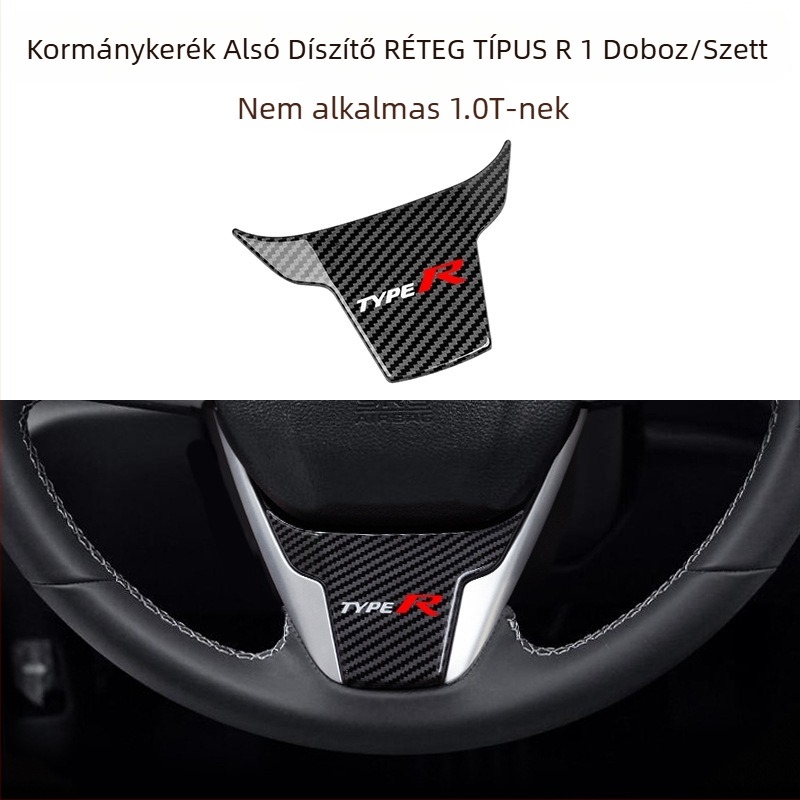 Civic kormánykerék gombjainak dekoratív matricái, szénszálas mintázat, műanyag anyag