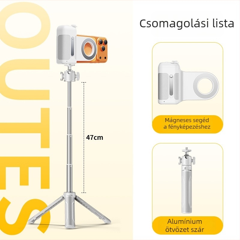 Shuotu ötvözetből készült selfie pálca Bluetooth távirányítóval, univerzális stílus